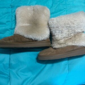 UGG Brown and Cream Shearling Boots